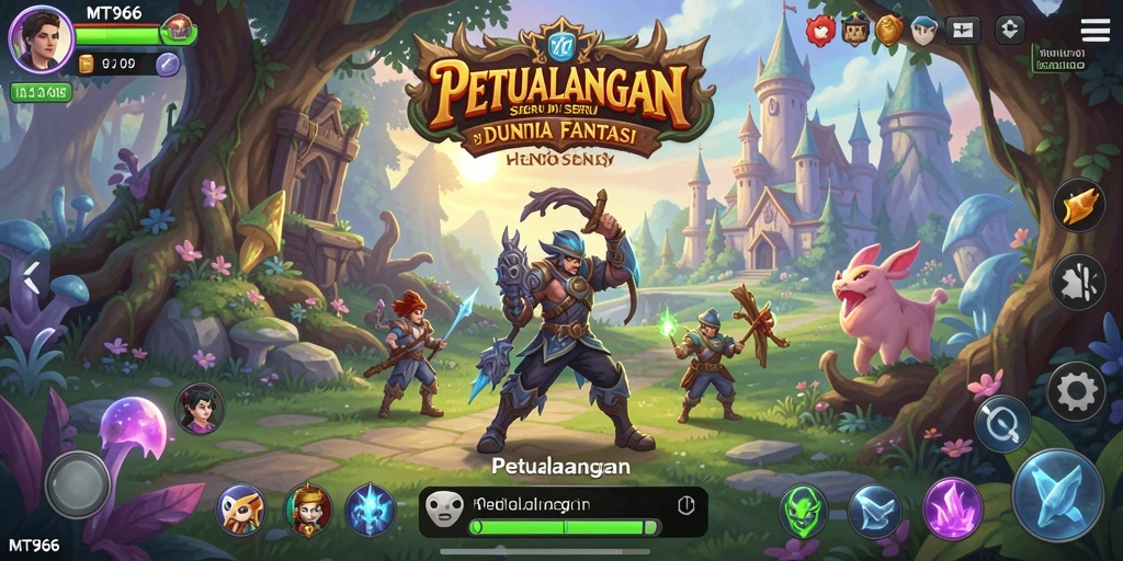 Antarmuka permainan MT966 yang penuh warna dan interaktif.