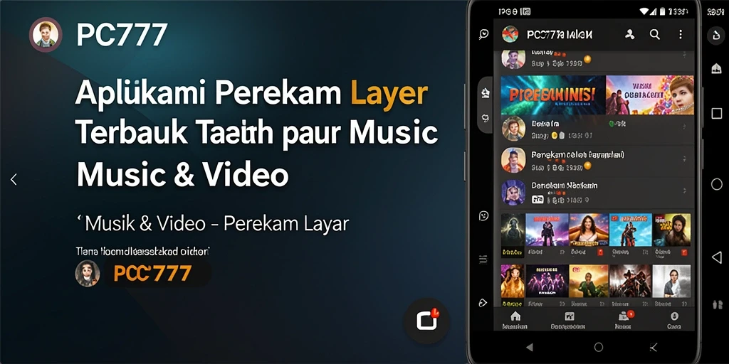 Antarmuka utama PC777 dengan fitur perekaman layar yang canggih.