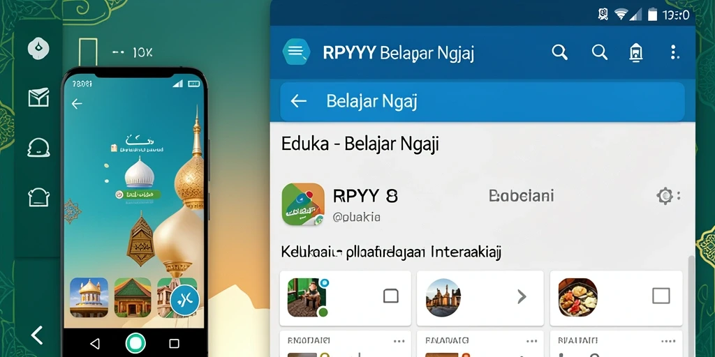 Antarmuka aplikasi RPYYY yang sederhana dan menarik untuk belajar ngaji.